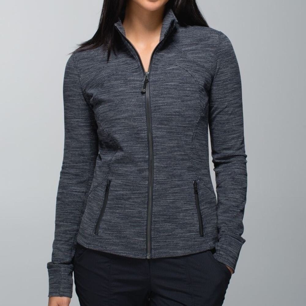 Lululemon (4) Forme Jacket Cuffins Black Deep Coal Full Zip Thumbholes